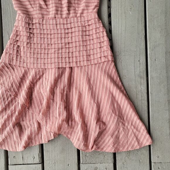 Anthropologie Keepsake the Label Mini Dress Pleated Waterfall Rosewood Small - Picture 4 of 7